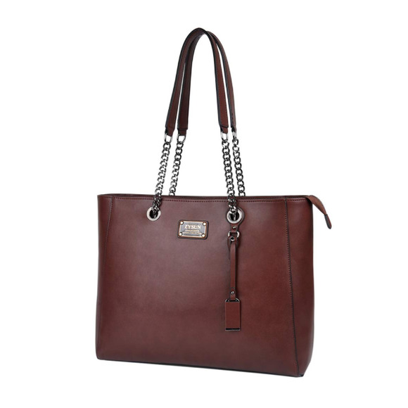 Zysun Fashion Design Classic Collection Laptop Brown Tote - Picture 1 of 12